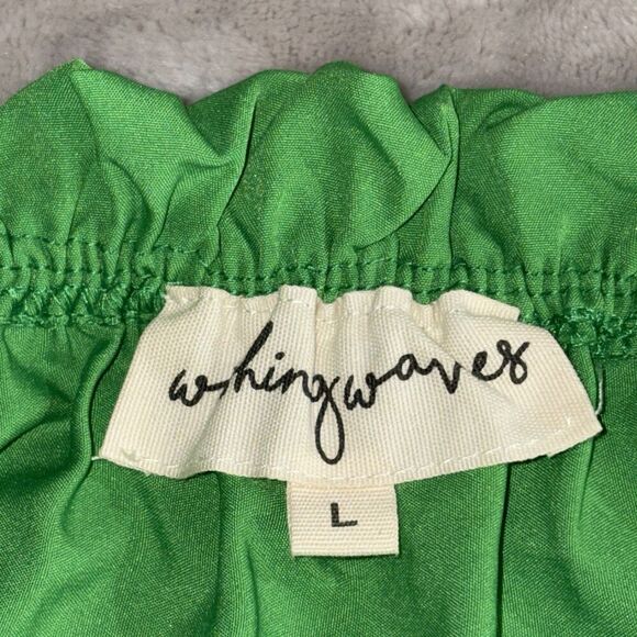 Wishing Waves Women's Dress Large Kelly Green Smocked tiered Ruffle Boho Resort - Picture 5 of 9